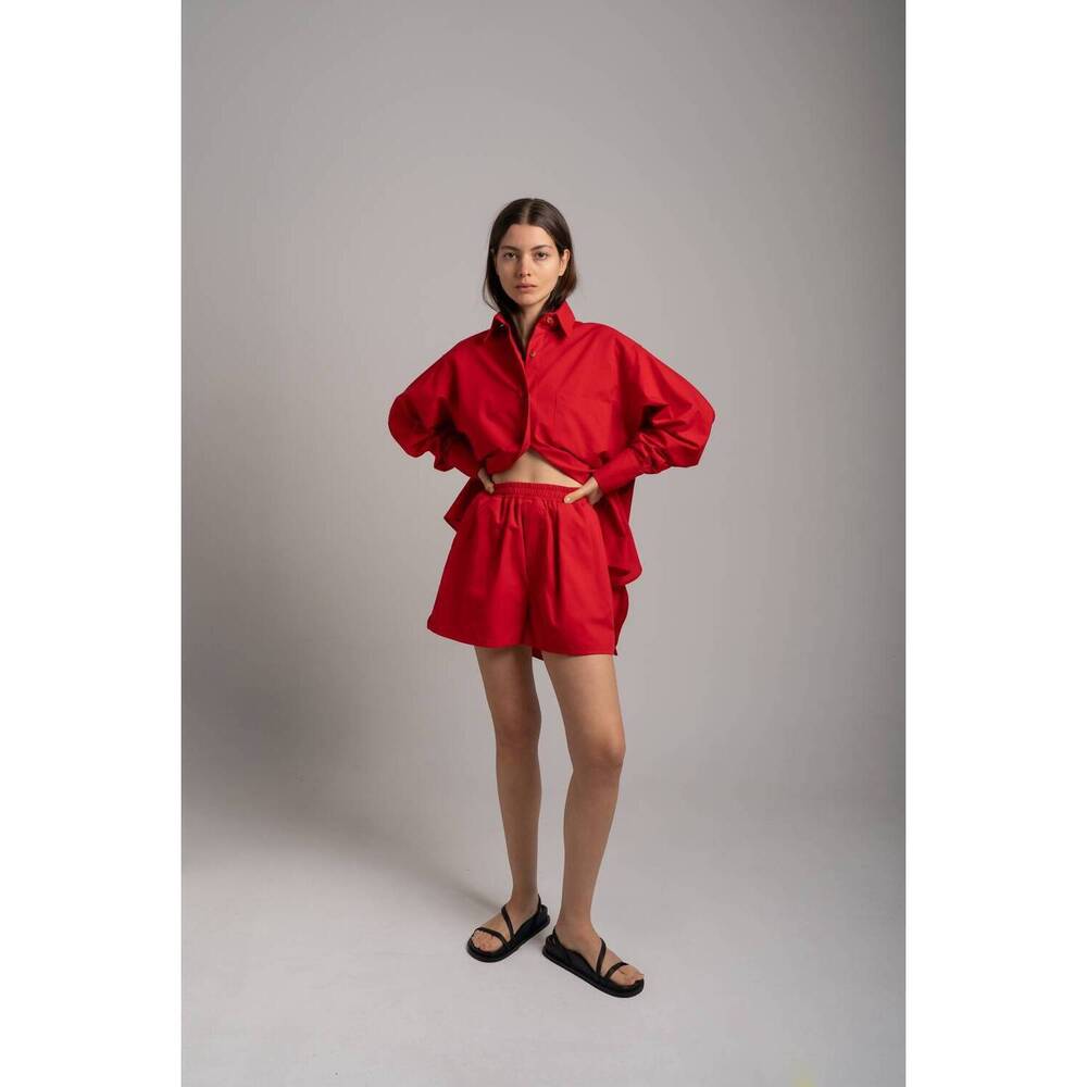 NEW SLOAN cotton poplin boxer shorts in red